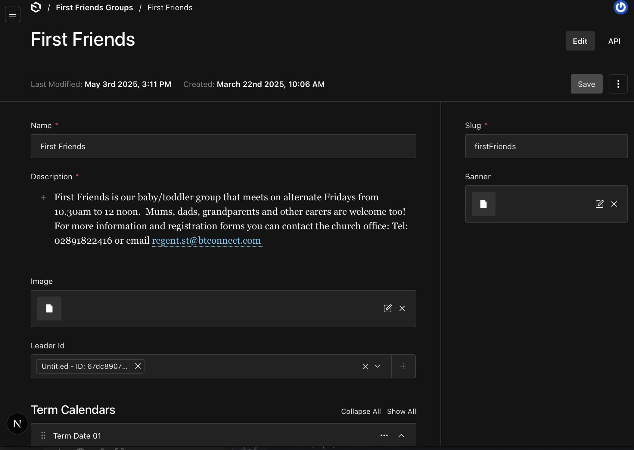 Edit content on the church website easily using Payload CMS.