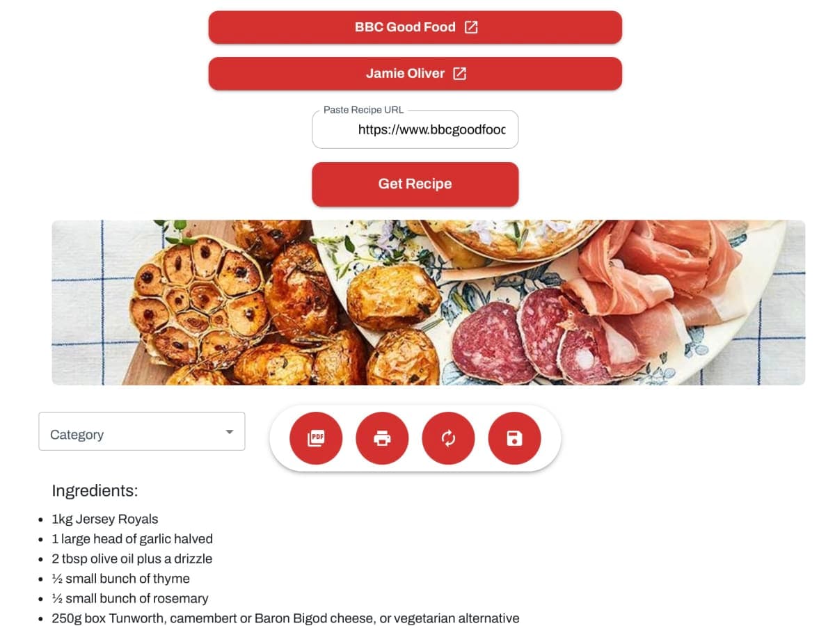 Recipe scrape BBC Goodfood for favourite recipes