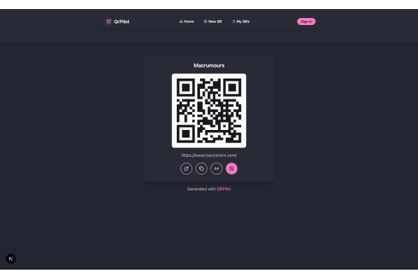 Export options showing PNG and PDF output for a QR code